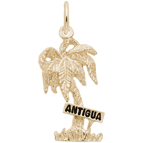Antigua Palm W/Sign Charm In Yellow Gold