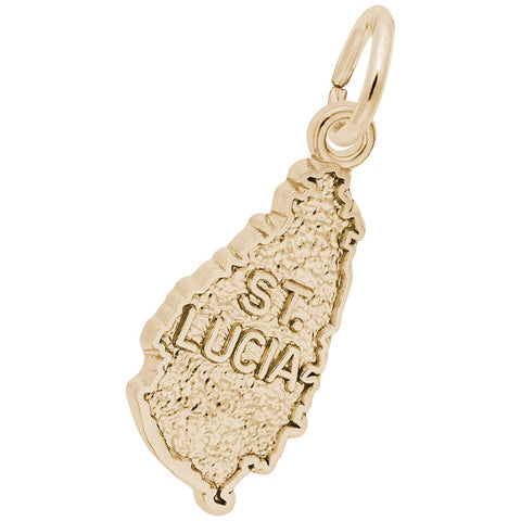 St. Lucia Map Charm in Yellow Gold Plated