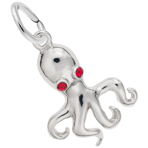 Octopus Charm In 14K White Gold