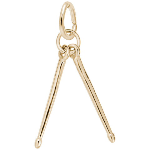 Drum Sticks Charm in Yellow Gold Plated