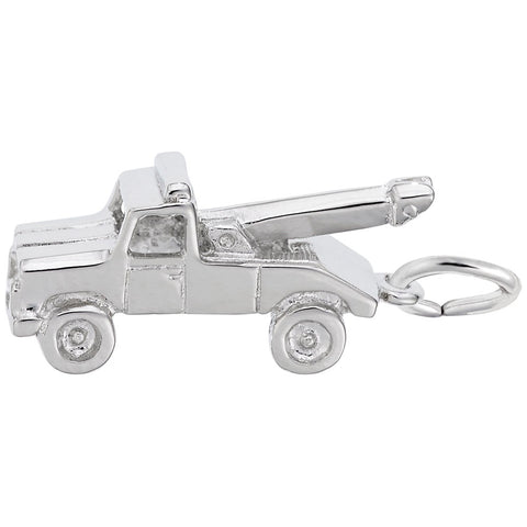 Tow Truck Charm In 14K White Gold