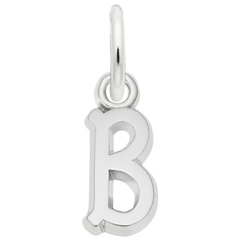 Initial B Charm In 14K White Gold