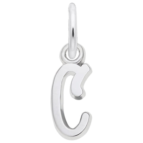 Initial C Charm In 14K White Gold