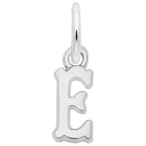 Initial E Charm In 14K White Gold
