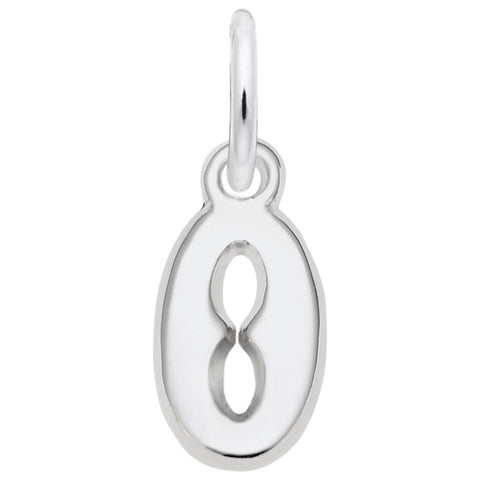 Initial O Charm In 14K White Gold
