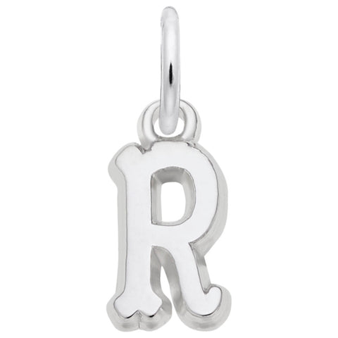 Initial R Charm In 14K White Gold
