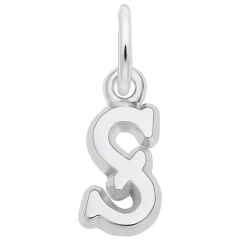 Initial S Charm In 14K White Gold
