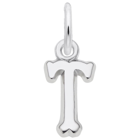 Initial T Charm In Sterling Silver
