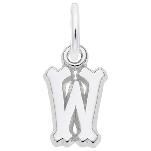 Initial W Charm In 14K White Gold