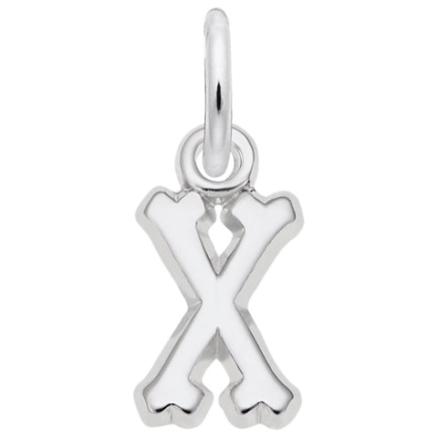 Initial X Charm In Sterling Silver
