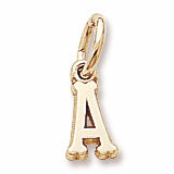 Initial A charm in 14K Yellow Gold