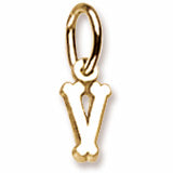 Initial V charm in 14K Yellow Gold