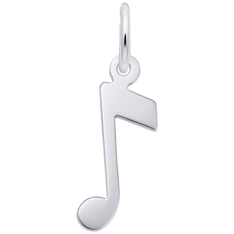 Music Note Charm In 14K White Gold