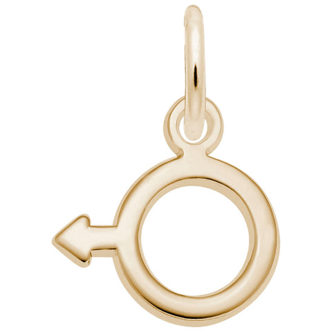 Male Symbol Charm in Yellow Gold Plated