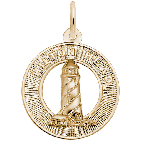 Lighthouse, Hilton Head, Sc Charm in Yellow Gold Plated