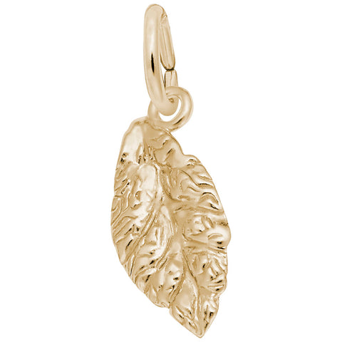 Tobacco Leaf Charm In Yellow Gold