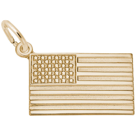 American Flag Charm in Yellow Gold Plated