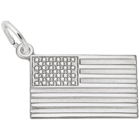 American Flag Charm In Sterling Silver