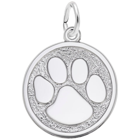 Pawprint Charm In 14K White Gold