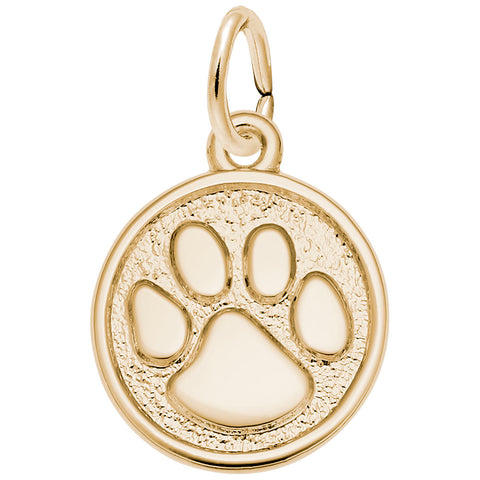 Paw Print Charm In Yellow Gold