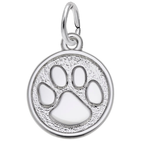 Paw Print Charm In 14K White Gold