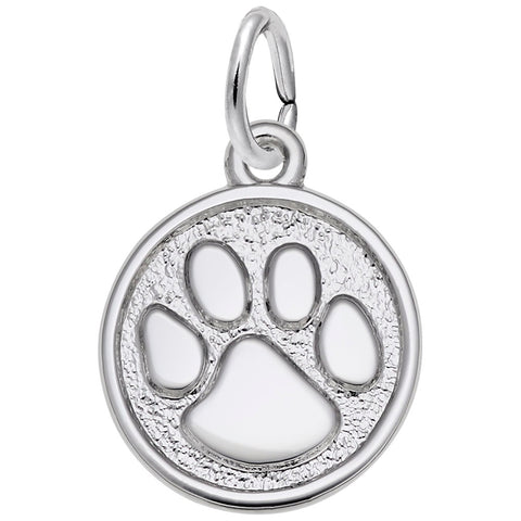 Paw Print Charm In Sterling Silver