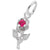 Rose W/Stone Charm In 14K White Gold