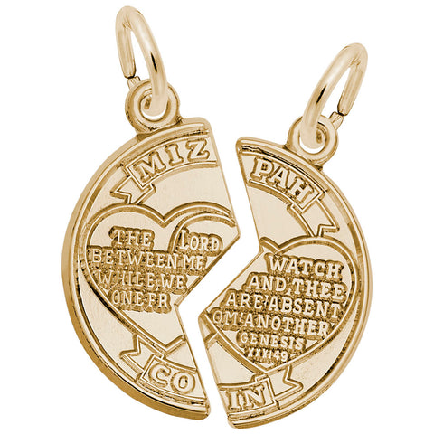 Mizpah Charm in Yellow Gold Plated