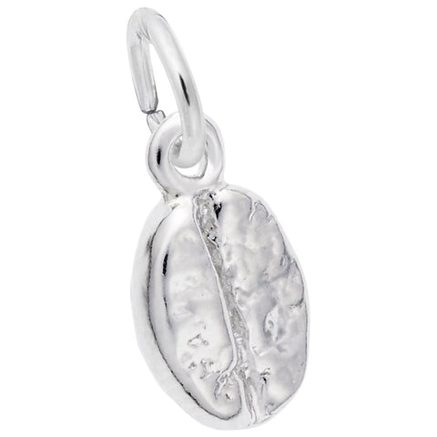 Coffee Bean Charm In Sterling Silver