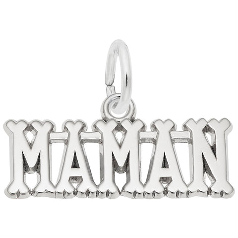 Maman Charm In 14K White Gold