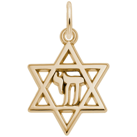 Star Of David Charm in Yellow Gold Plated