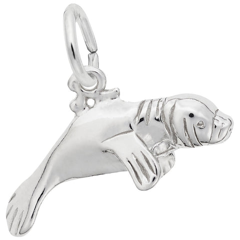 Manatee Charm In Sterling Silver