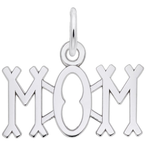 Mom Charm In 14K White Gold