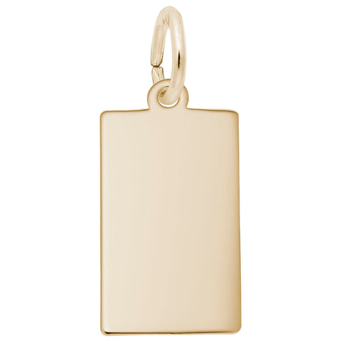Dog Tag Charm In Yellow Gold