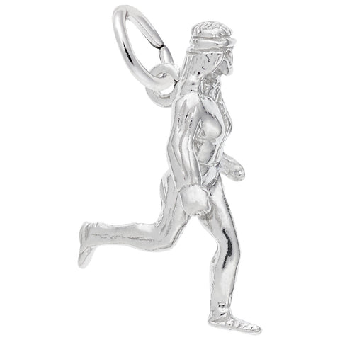 Female Jogger Charm In Sterling Silver
