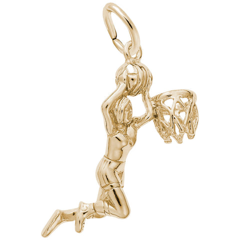 Female Basketball Charm in Yellow Gold Plated