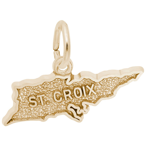 St. Croix Map W/Border Charm In Yellow Gold