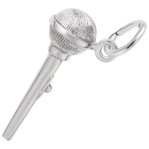 Microphone Charm In Sterling Silver