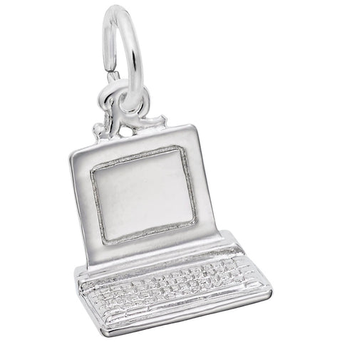 Computer Charm In 14K White Gold