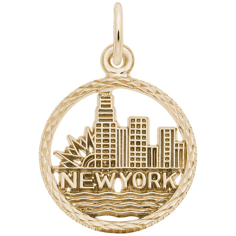 New York Skyline Charm in Yellow Gold Plated