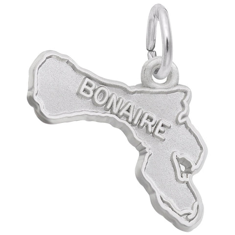 Bonaire Map W/Border Charm In Sterling Silver