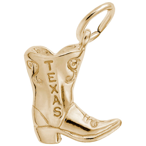 Texas Cowboy Boot Charm In Yellow Gold