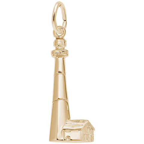 Tybee Lighthouse, Ga Charm In Yellow Gold