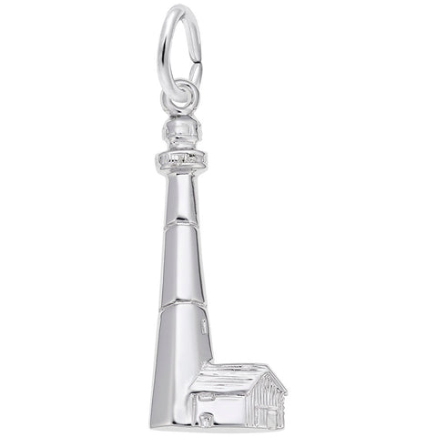 Tybee Lighthouse, Ga Charm In 14K White Gold