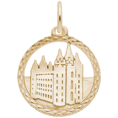 Mormon Temple Charm in Yellow Gold Plated