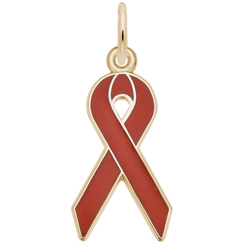 Aids Ribbon Charm in Yellow Gold Plated