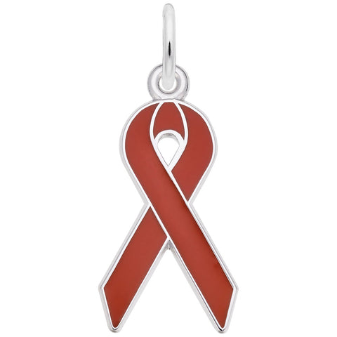 Aids Ribbon Charm In Sterling Silver