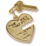 Heart And Key charm in Yellow Gold Plated hide-image
