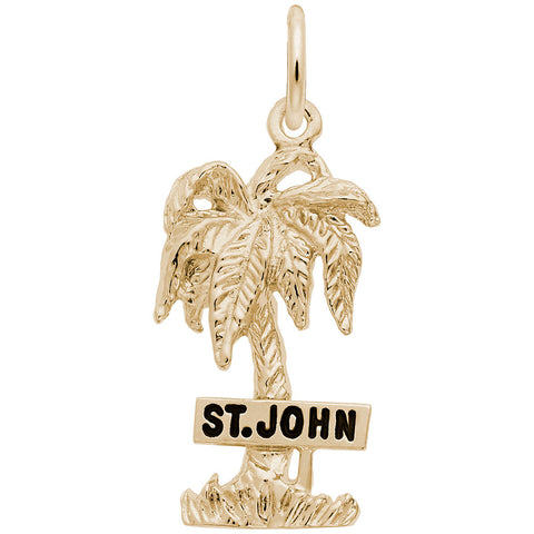 St. John Palm W/Sign Charm In Yellow Gold