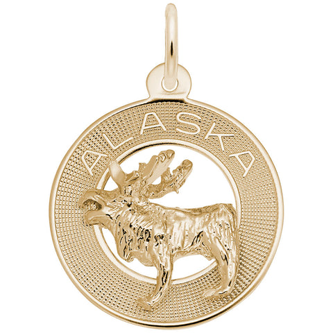 Alaska Moose Charm in Yellow Gold Plated